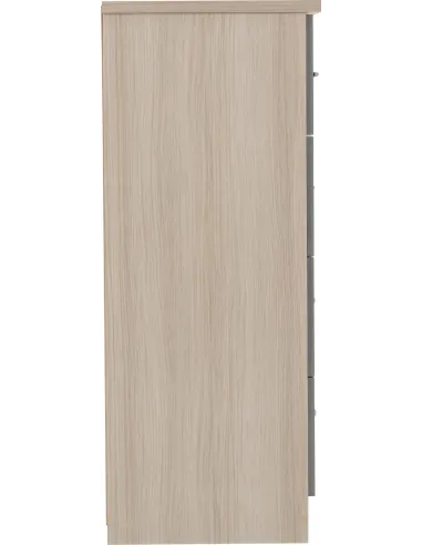 Nevada 5 Drawer Low Wardrobe - Grey Gloss/Light Oak Effect Veneer