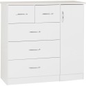 Nevada 5 Drawer Low Wardrobe - White Gloss