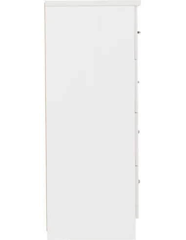 Nevada 5 Drawer Low Wardrobe - White Gloss