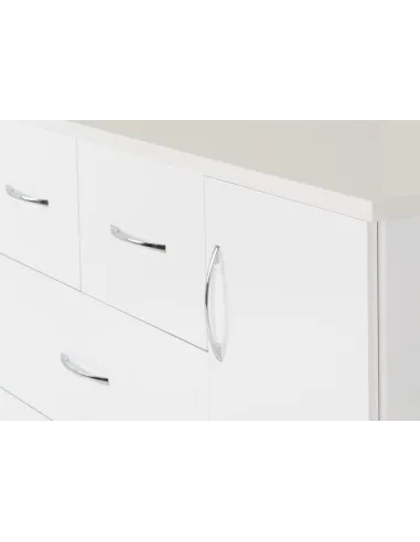 Nevada 5 Drawer Low Wardrobe - White Gloss