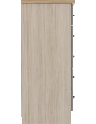 Nevada 5 Drawer Narrow Chest - Grey Gloss/Light Oak Effect Veneer