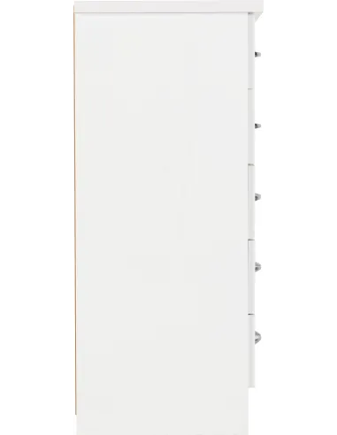 Nevada 5 Drawer Narrow Chest - White Gloss