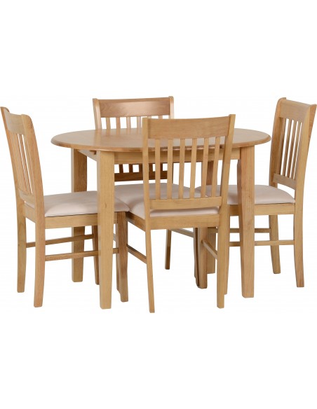 Oxford Extending Dining Set - Natural Oak/Mink Microsuede