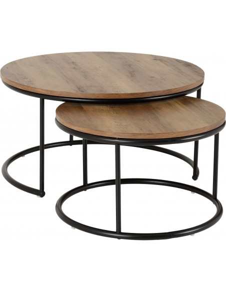 Vancouver Round Nest Of Coffee Tables, Round Oak Coffee Table Nest