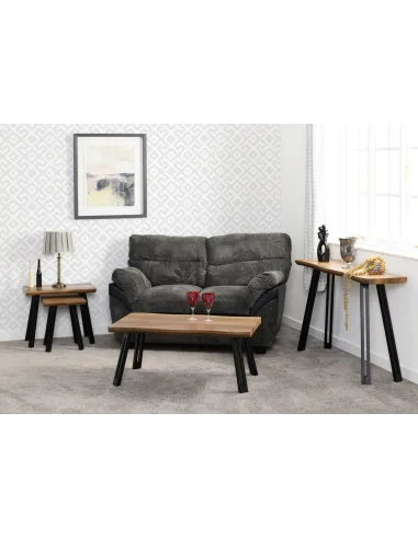 Quebec Wave Edge Console Table - Medium Oak Effect