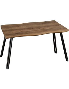 Quebec Wave Edge Dining Set (x4 Chairs) - Medium Oak Effect/Brown PU 2