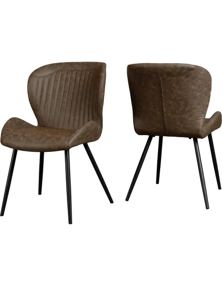 Quebec Wave Edge Dining Set (x4 Chairs) - Medium Oak Effect/Brown PU