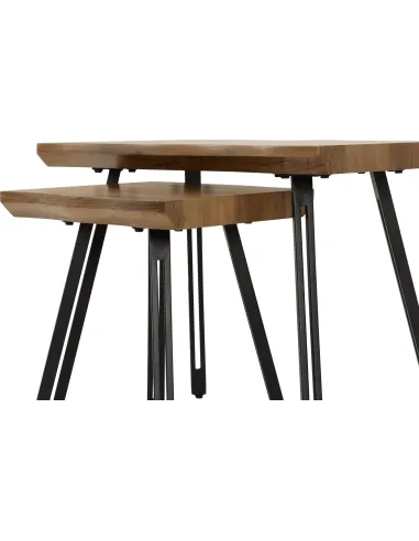 Quebec Wave Edge Nest Of Tables - Medium Oak Effect