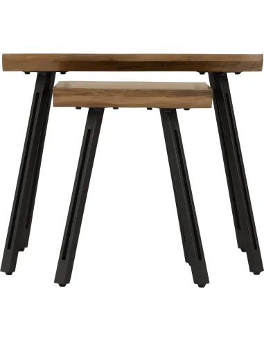 Quebec Wave Edge Nest Of Tables - Medium Oak Effect