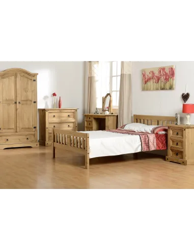 Rio 4FT6 Bed - Distressed Waxed Pine