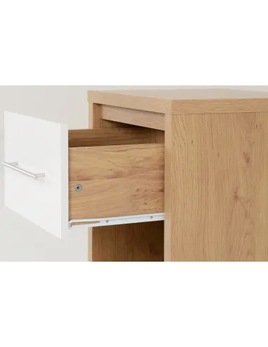 Seville 1 Drawer Bedside Locker - White Gloss/Light Oak Effect Veneer