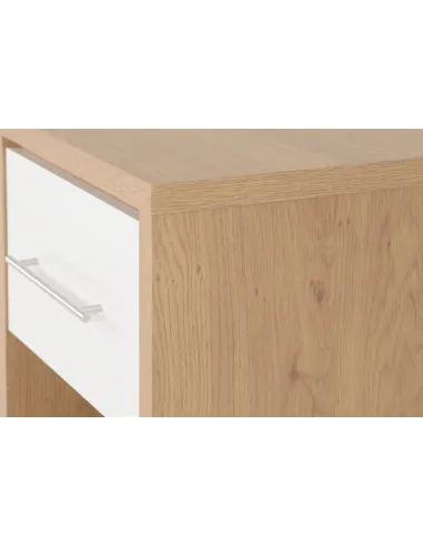 Seville 1 Drawer Bedside Locker - White Gloss/Light Oak Effect Veneer