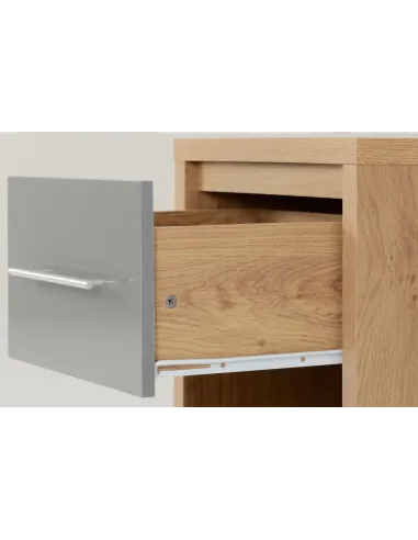 Seville 1 Drawer Bedside Locker - Grey Gloss/Light Oak Effect Veneer