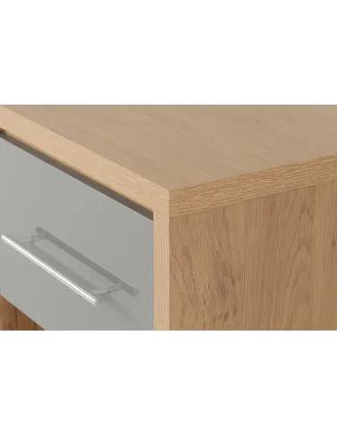 Seville 1 Drawer Bedside Locker - Grey Gloss/Light Oak Effect Veneer