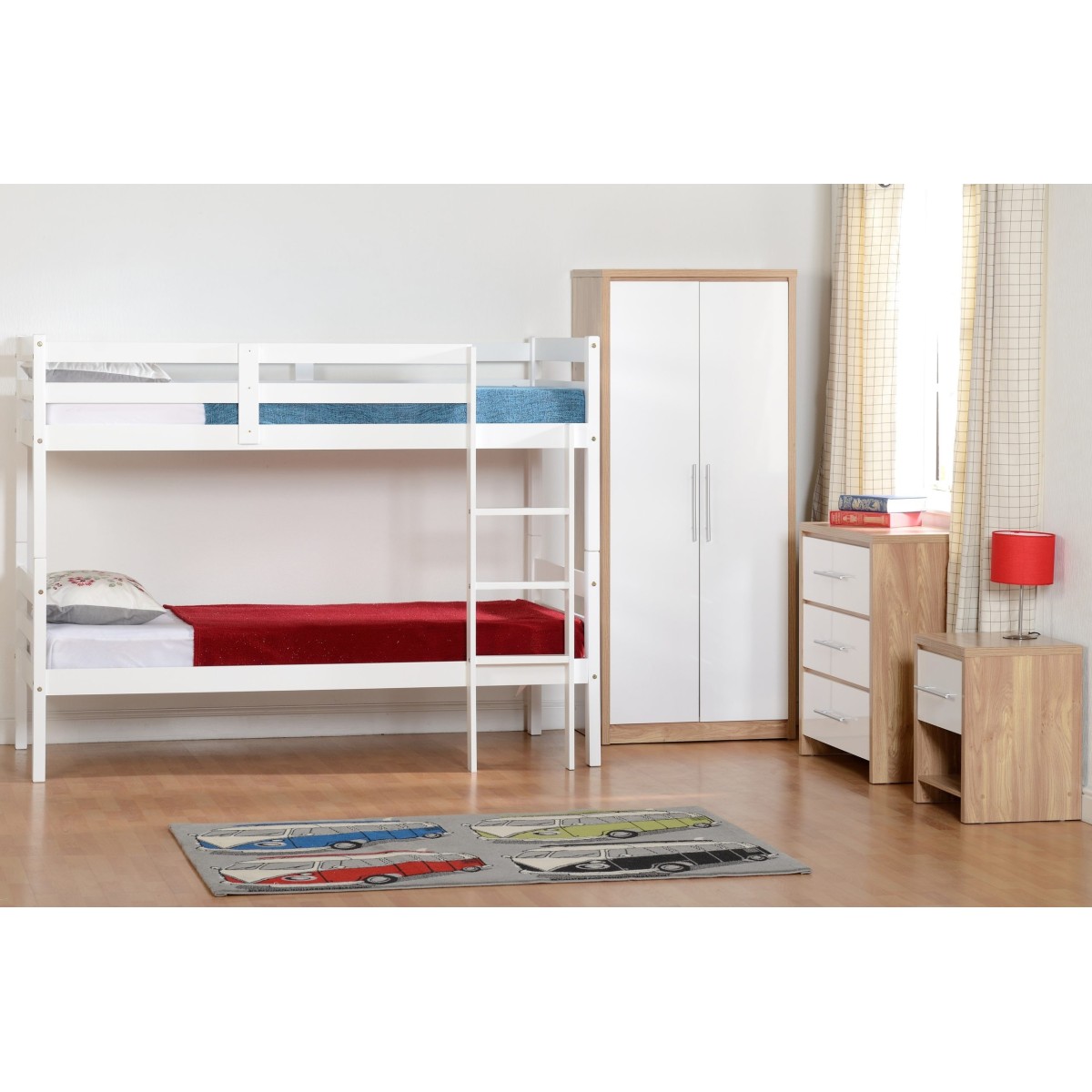 Seville 2 Door Wardrobe - White Gloss/Light Oak...