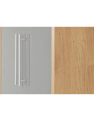 Seville 2 Door Wardrobe - Grey Gloss/Light Oak Effect Veneer