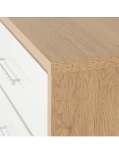 Seville 3 Drawer Chest - White Gloss/Light Oak Effect Veneer