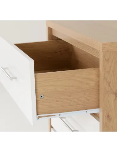 Seville 3 Drawer Chest - White Gloss/Light Oak Effect Veneer