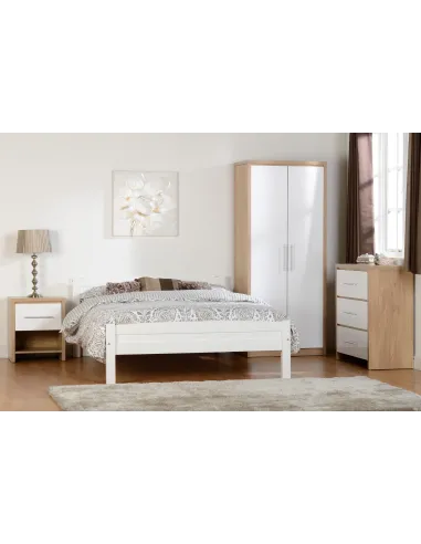 Seville 3 Drawer Chest - White Gloss/Light Oak Effect Veneer