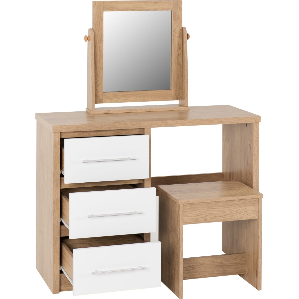 Seville Dressing Table Set - White Gloss/Light...