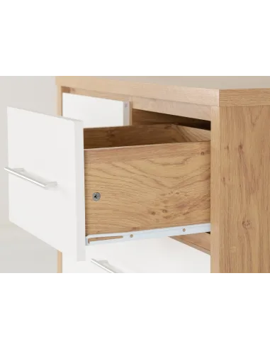 Seville 3+2 Drawer Chest - White Gloss/Light Oak Effect Veneer
