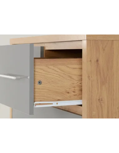 Seville 3+2 Drawer Chest - Grey Gloss/Light Oak Effect Veneer