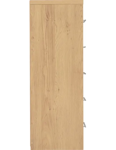 Seville 5 Drawer Narrow Chest - Grey Gloss/Light Oak Effect Veneer