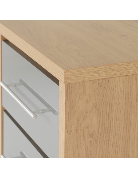 Seville 5 Drawer Narrow Chest - Grey Gloss/Light Oak Effect Veneer