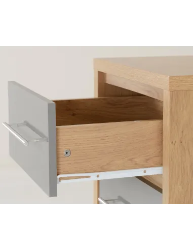 Seville 5 Drawer Narrow Chest - Grey Gloss/Light Oak Effect Veneer