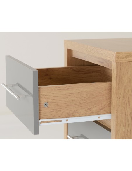 Seville 5 Drawer Narrow Chest - Grey Gloss/Light Oak Effect Veneer
