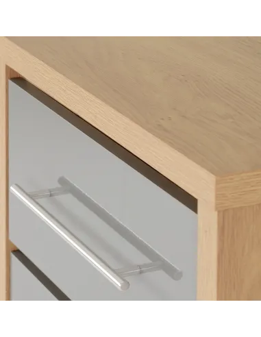 Seville 5 Drawer Narrow Chest - Grey Gloss/Light Oak Effect Veneer