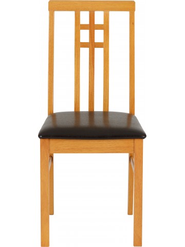 Vienna Dining Chair - Medium Oak/Brown PU