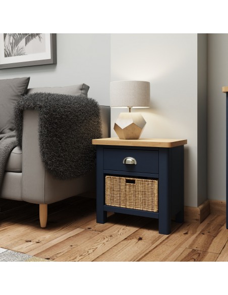 Camber 1 Drawer 1 Basket Side Table - Blue