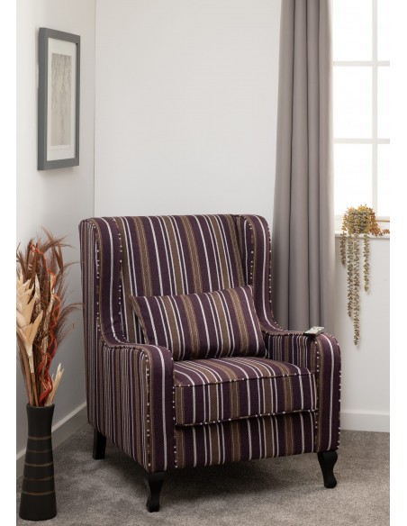 Sherborne Fireside Armchair - Burgundy Stripe