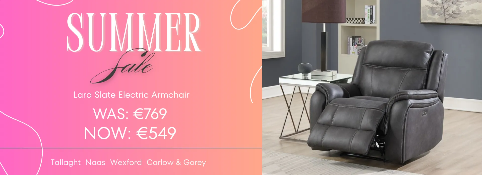 Summer Sale – Lara Slate Electric Armchair Was €769 Now €549